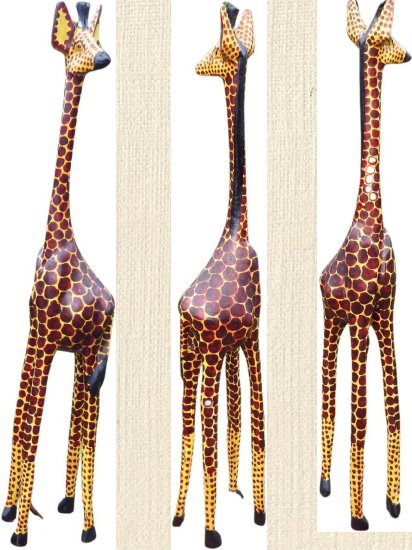 Tall carved wooden giraffe, 60cm